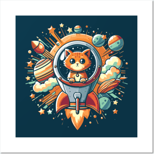 Cat in space Posters and Art